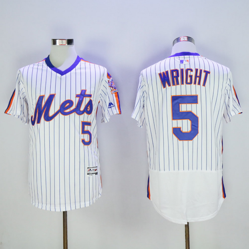 Men New York Mets #5 Wright White Elite MLB Jerseys
